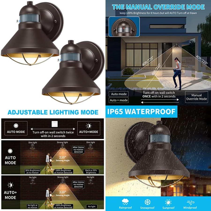 Outdoor Lighting Fixtures - 2'li Paket Hareket Sensörlü Dış Mekan