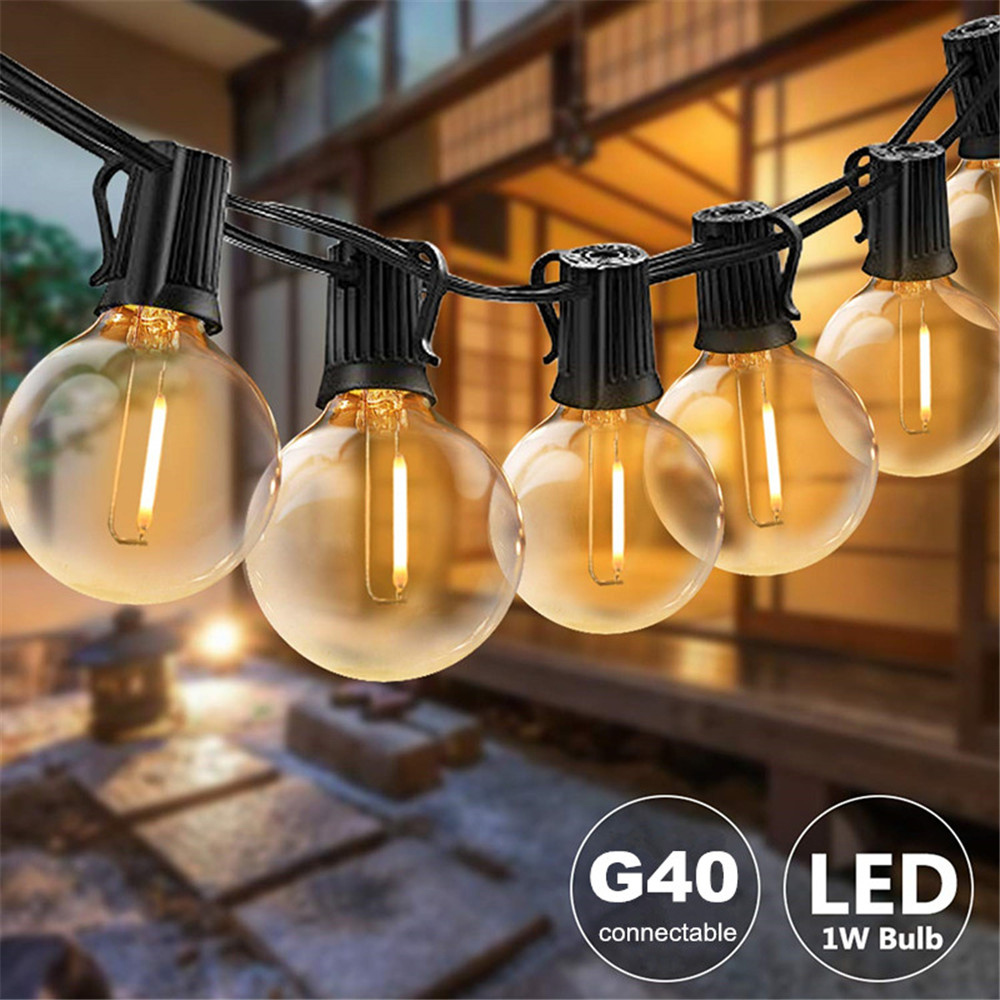 String Light Bistro - 25FT/50FT G40 Şeffaf Küre Ampuller Dış