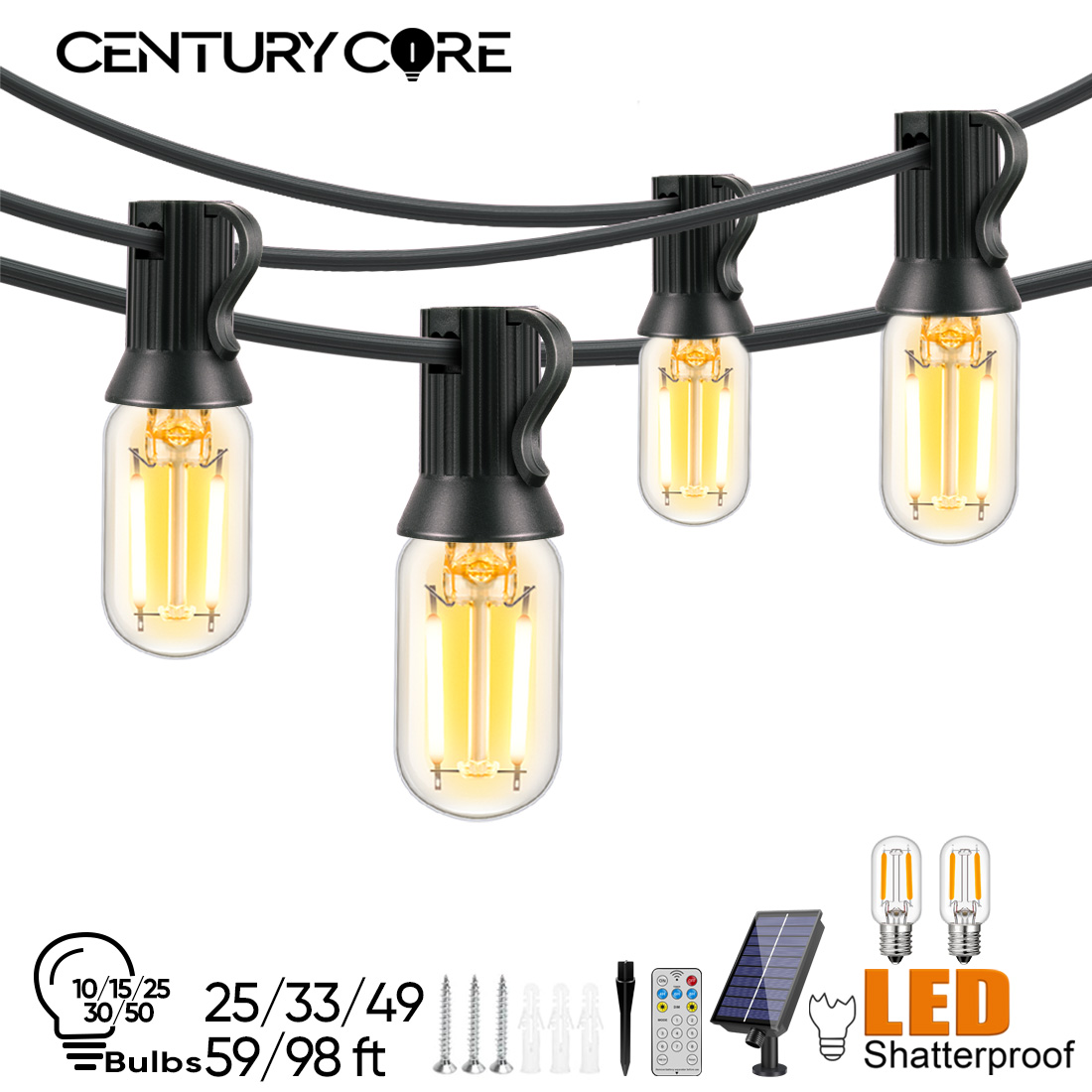 String Light Bistro - LED T22 Güneş Dize Işıklar 8