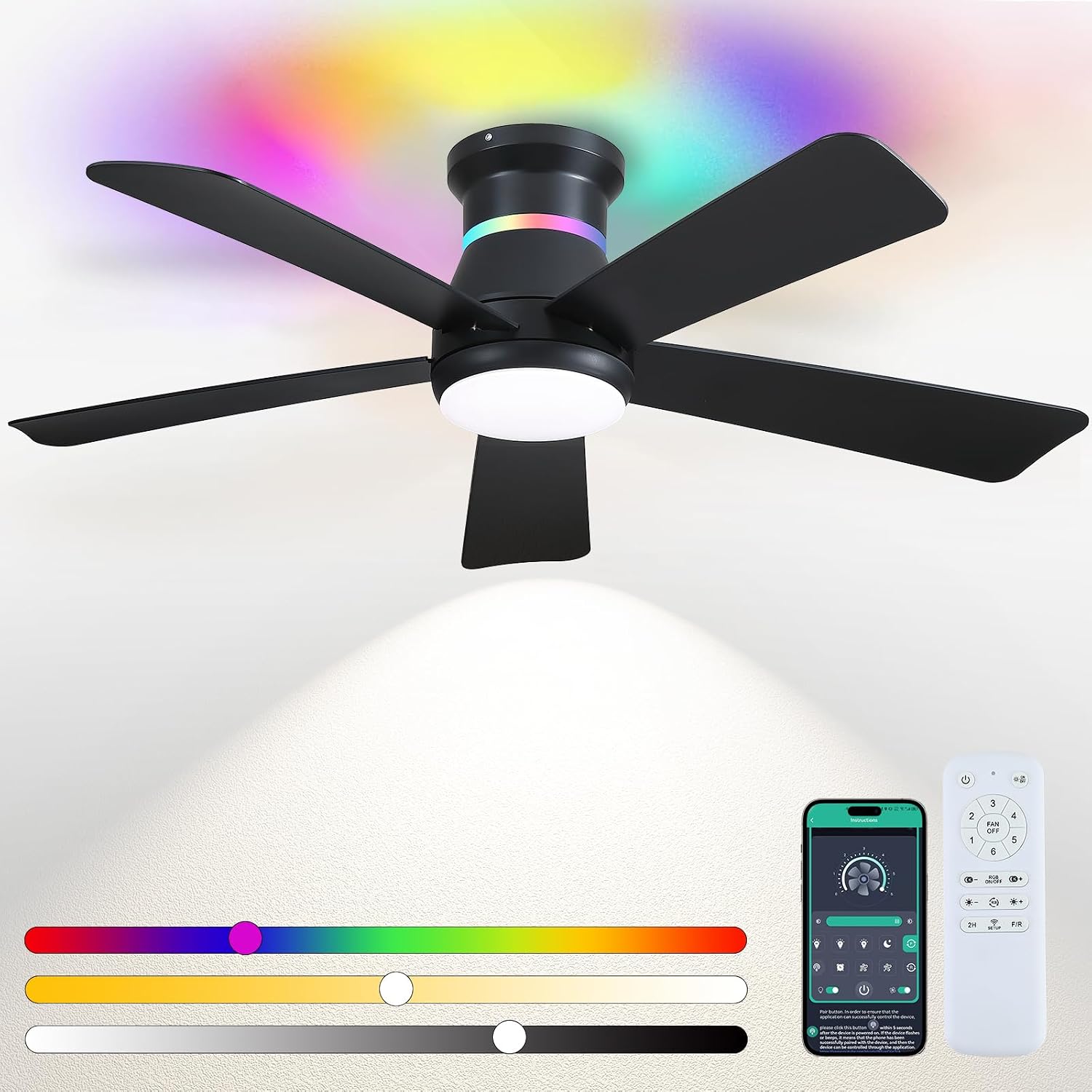 Outdoor Lighting Lowes - 46 inç Siyah Tavan Vantilatörü, RGB