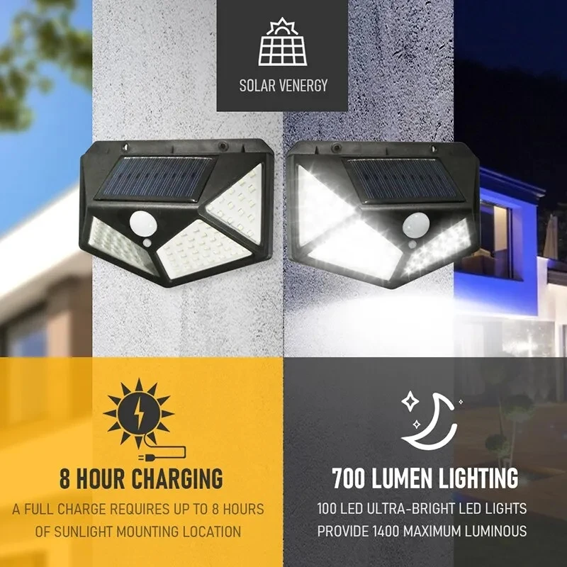 Outdoor Lighting Spotlight - 100Led Çok Fonksiyonlu Güneş Lambası Açık