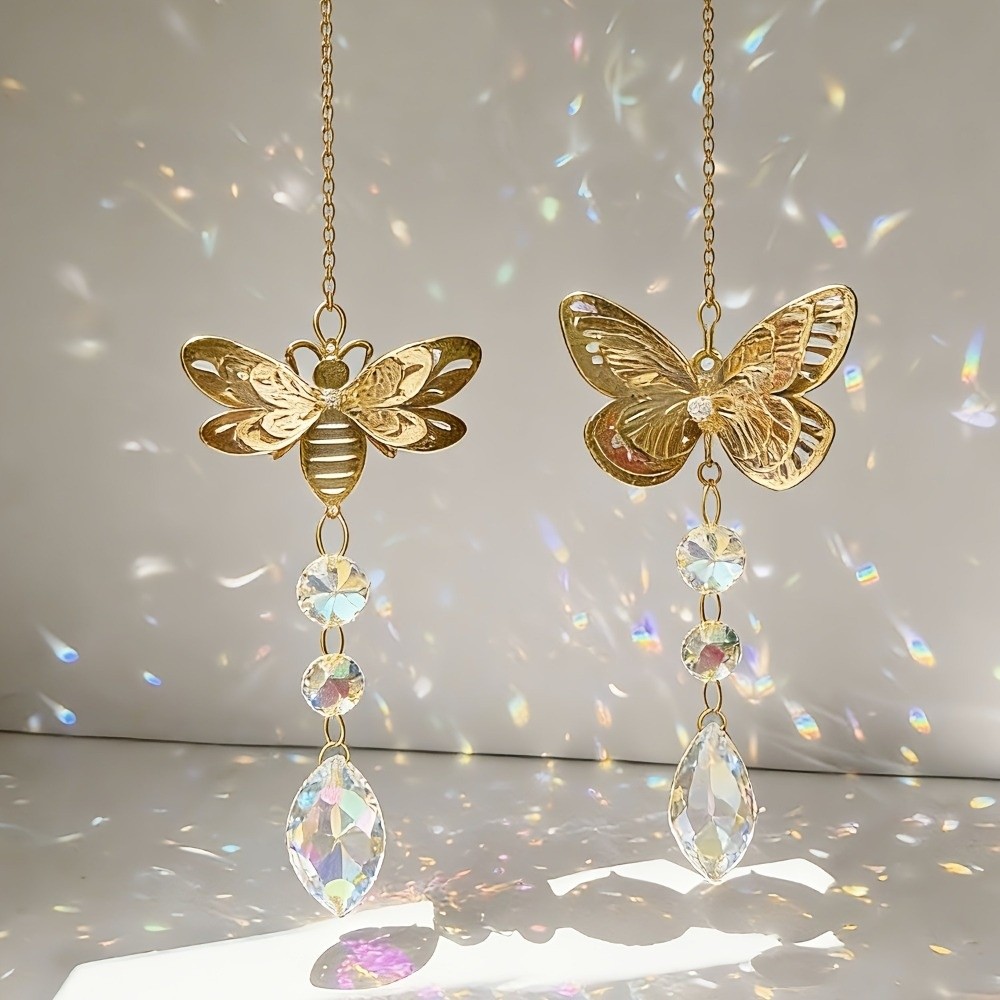 Outdoor Lighting Collections - El Yapımı Kristal Kelebek Rüzgar Çanları