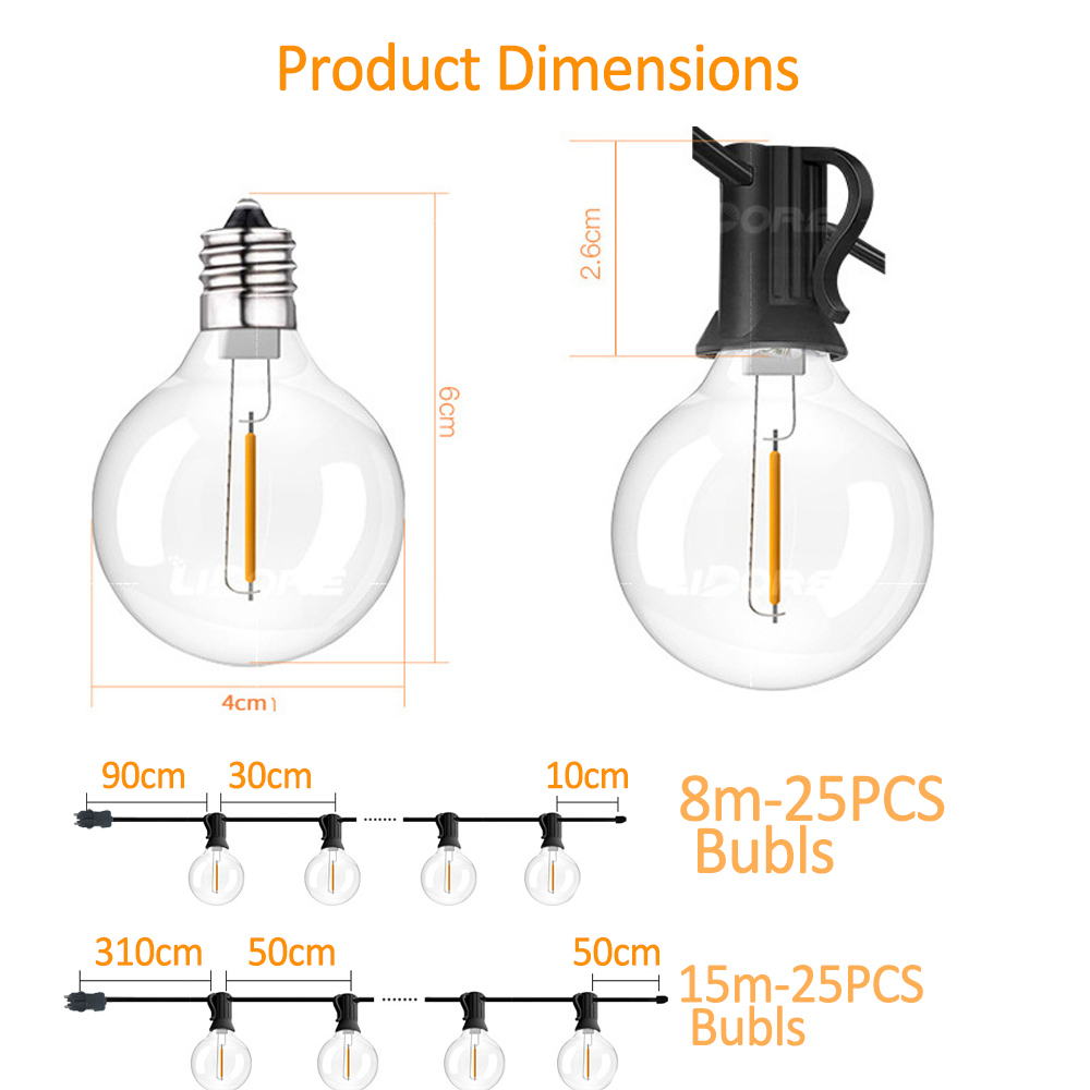 25FT/50FT G40 Şeffaf Küre Ampu - String Light Bistro incelemesi ve fiyatı